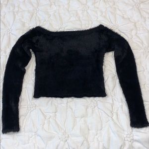 Off the shoulder fuzzy top